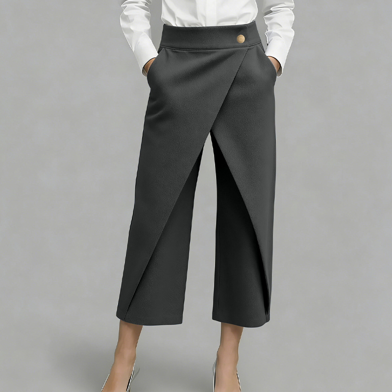 Pantalon jupe femme taille haute effet portefeuille 8