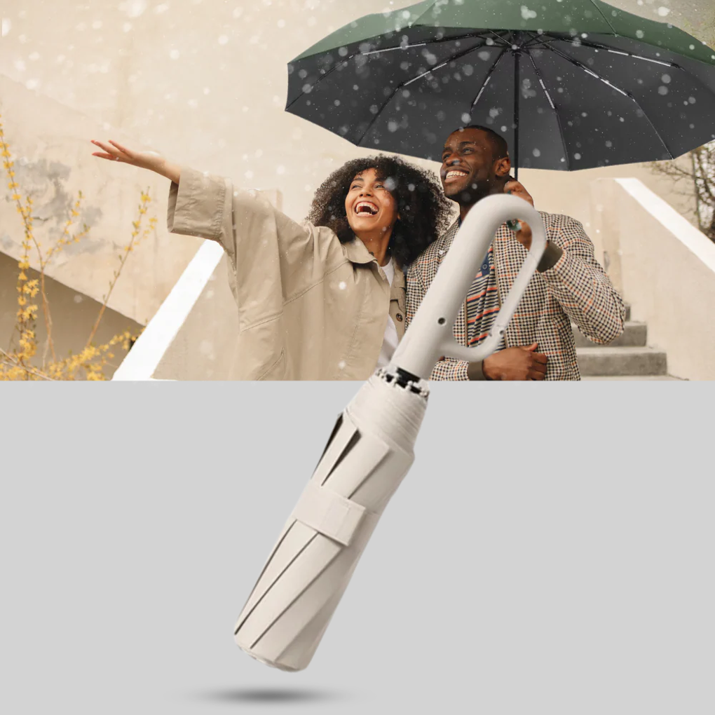 Parapluie pliant tempête anti-vent à ouverture et fermeture automatiques et manche crochet 9