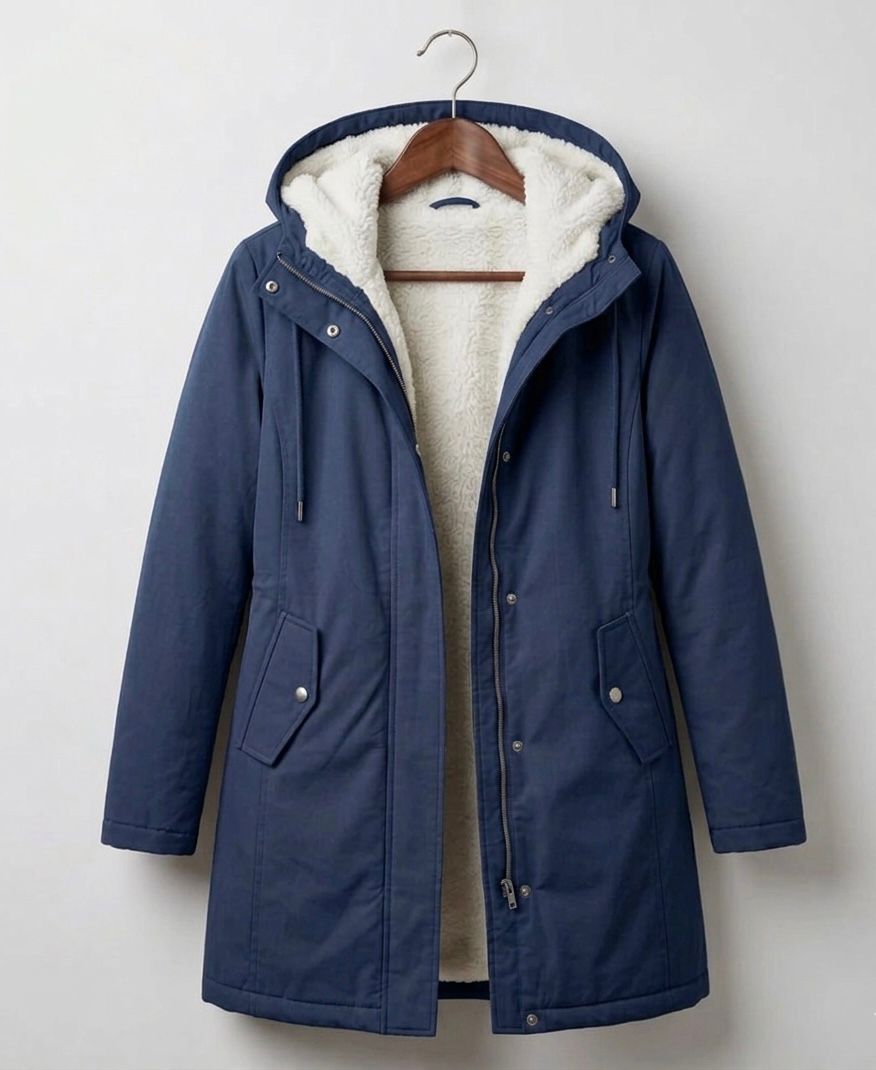 Parka femme à capuche doublée polaire mi-longue 1