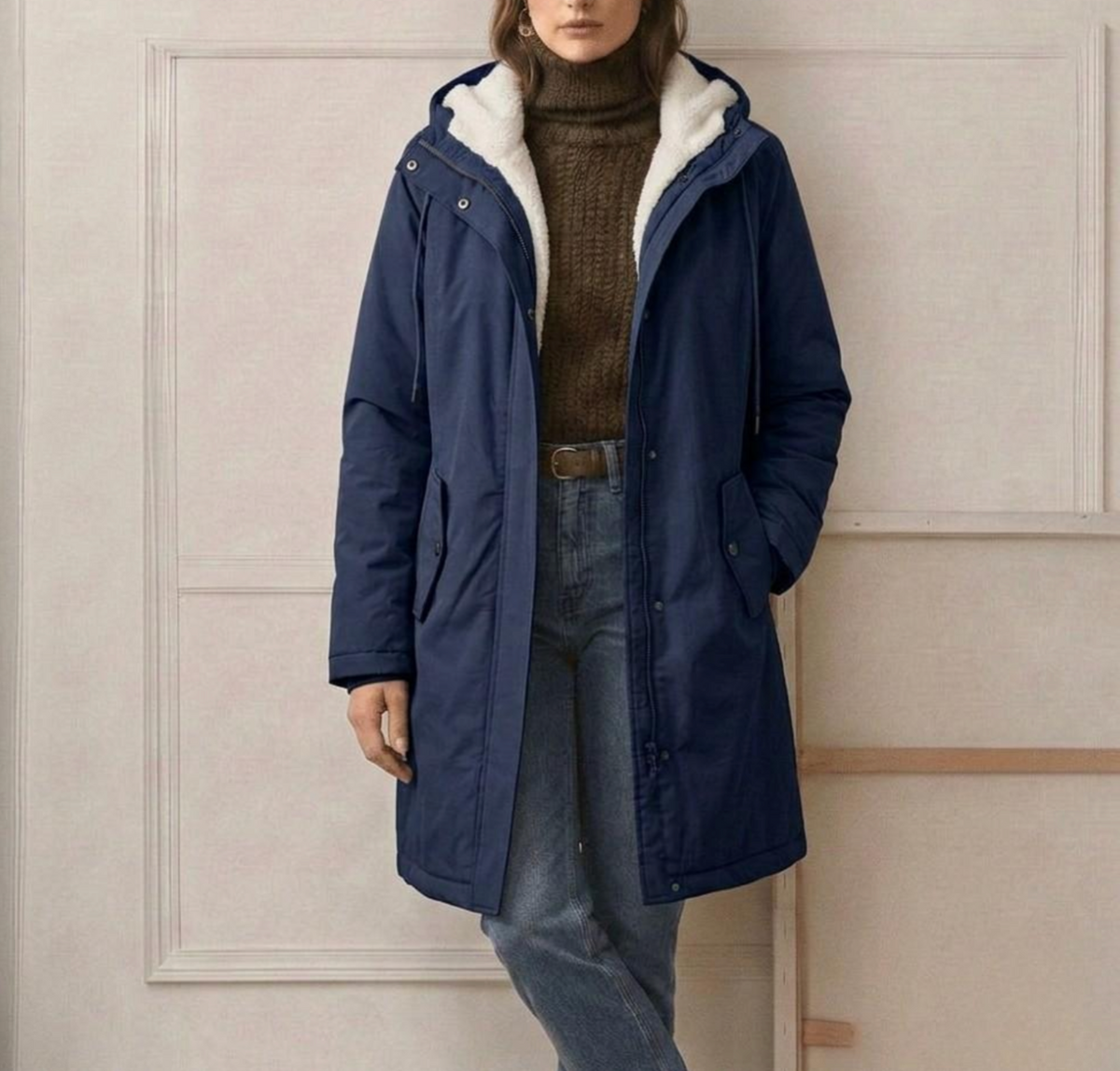 Parka femme à capuche doublée polaire mi-longue 10