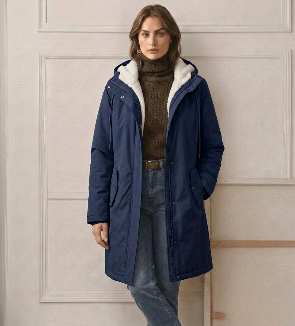 Parka femme à capuche doublée polaire mi-longue 11