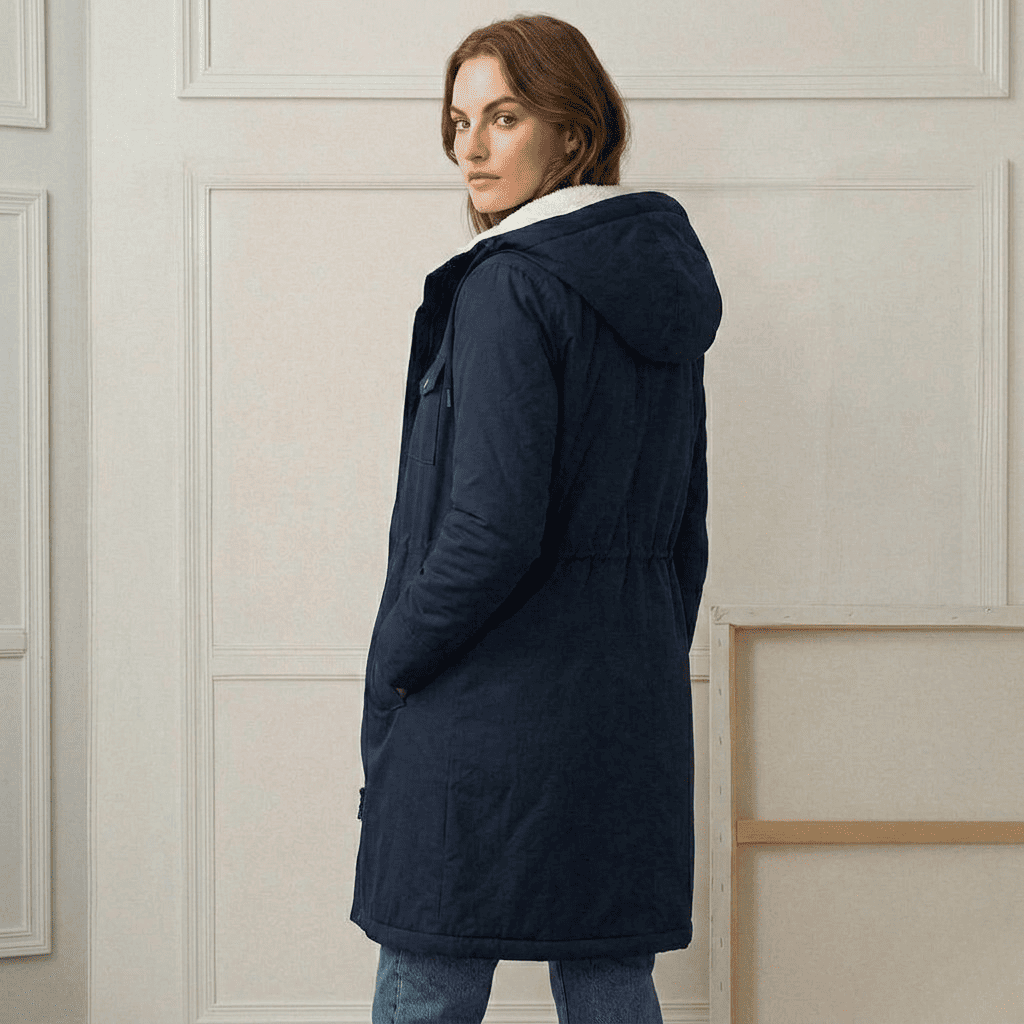 Parka femme à capuche doublée polaire mi-longue 12
