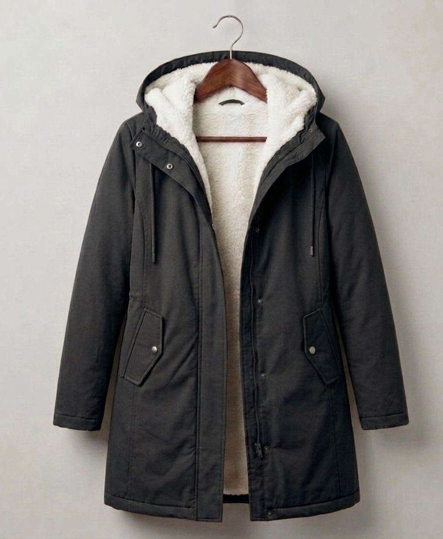Parka femme à capuche doublée polaire mi-longue 2