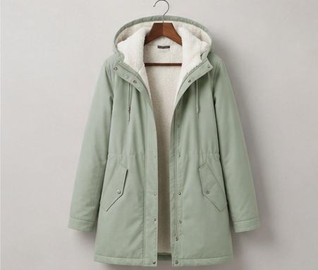 Parka femme à capuche doublée polaire mi-longue 6