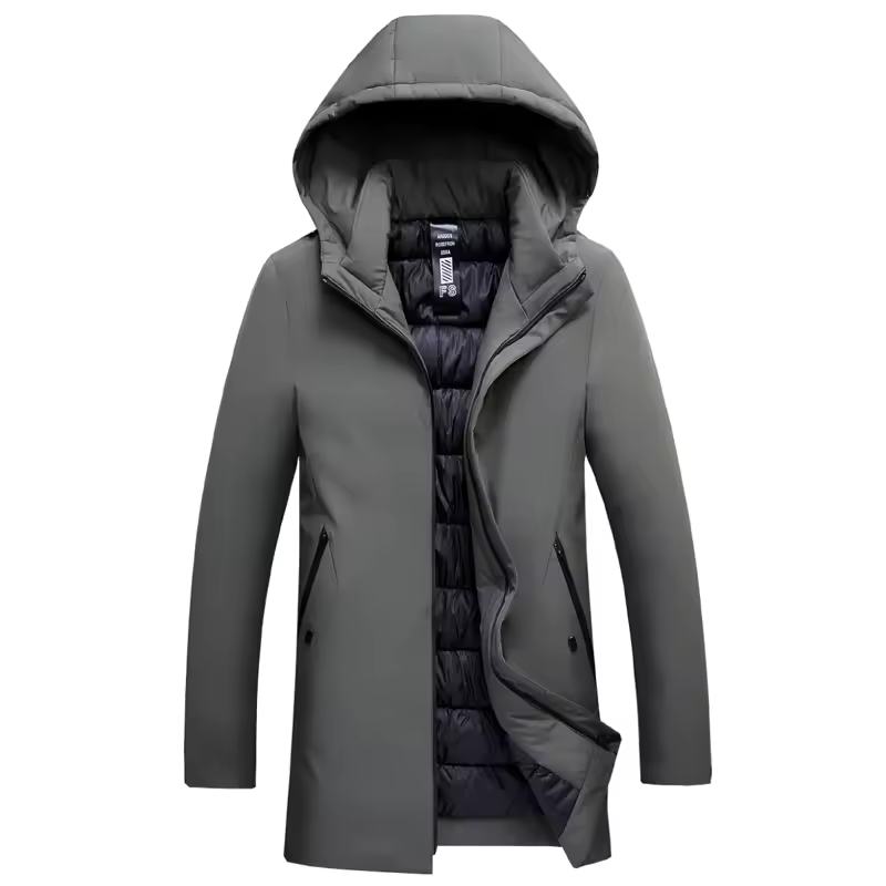 Parka homme à capuche matelassée zippée pour l'hiver 2