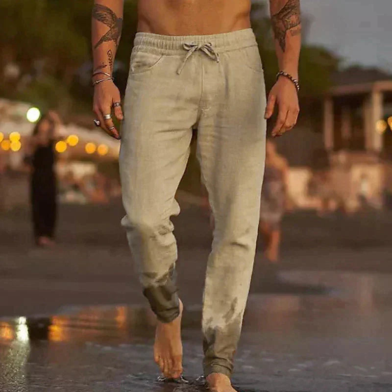 Pantalon homme en lin coupe décontractée – élégance naturelle et confort estival