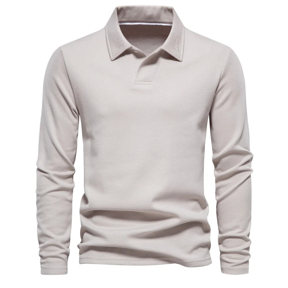 Polo manches longues homme à coupe régulière et col polo classique 1
