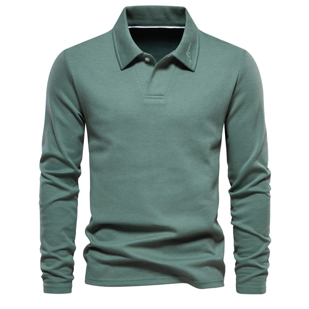Polo manches longues homme à coupe régulière et col polo classique 2