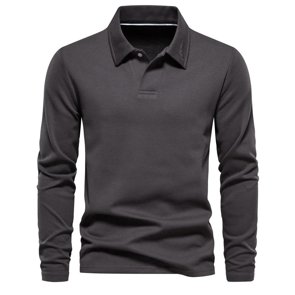 Polo manches longues homme à coupe régulière et col polo classique 4