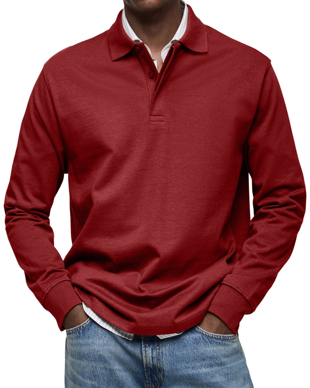 Polo manches longues homme chic à coupe flatteuse et lignes épurées 10