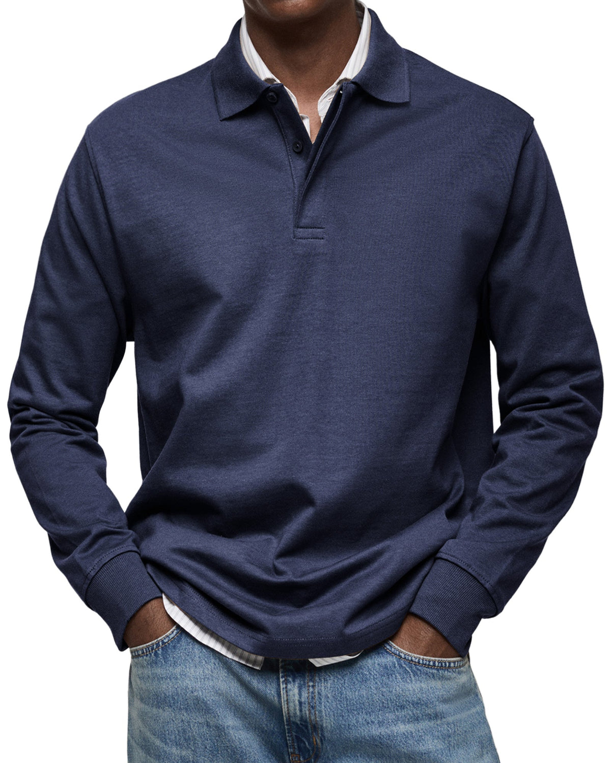Polo manches longues homme chic à coupe flatteuse et lignes épurées 2