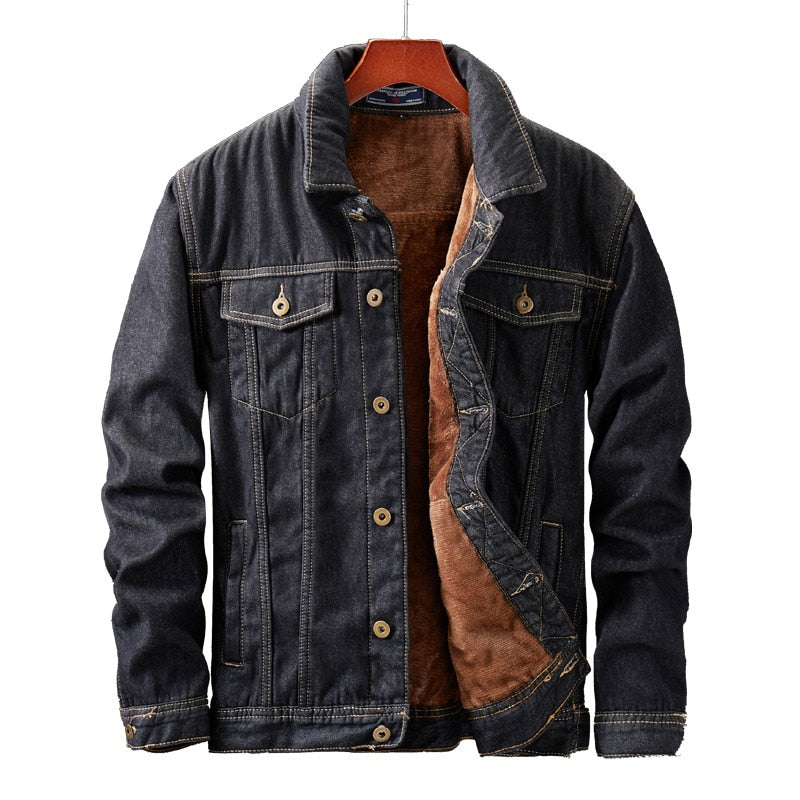 Théo – Veste homme hiver en jean avec doublure sherpa