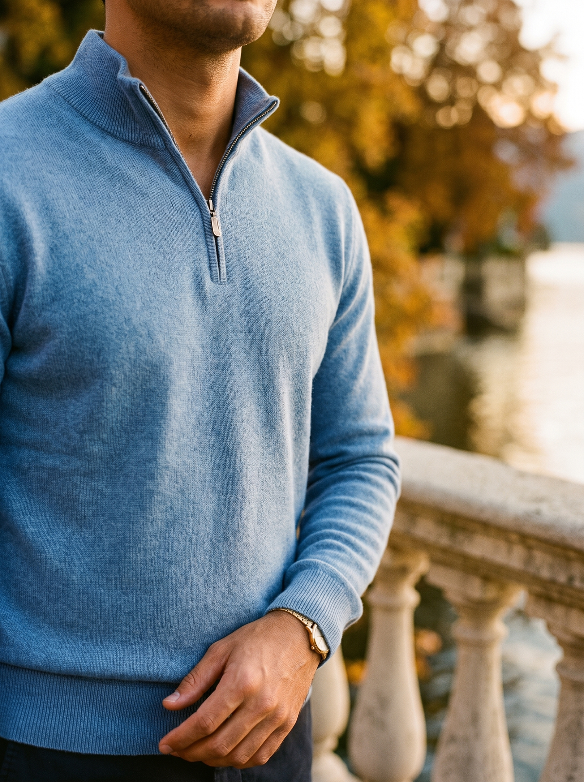 Pull camionneur homme zippé en coton et laine à coupe ajustée 5