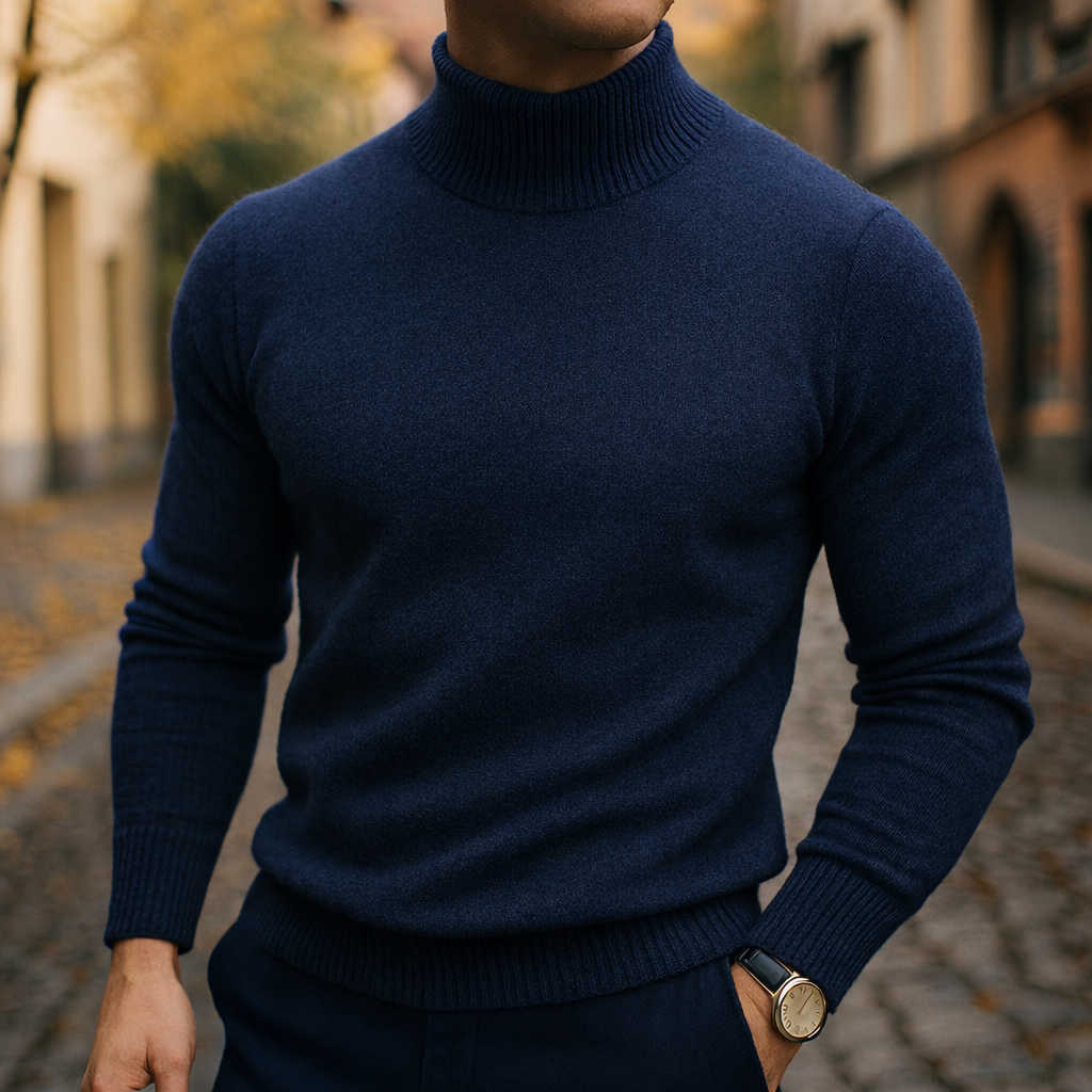 Pull col montant homme en laine à manches longues 11
