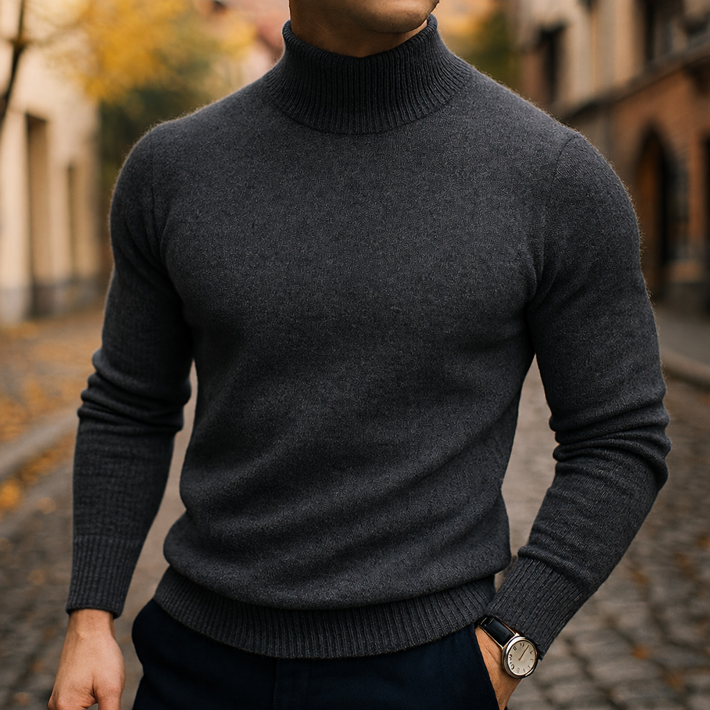 Pull col montant homme en laine à manches longues 12