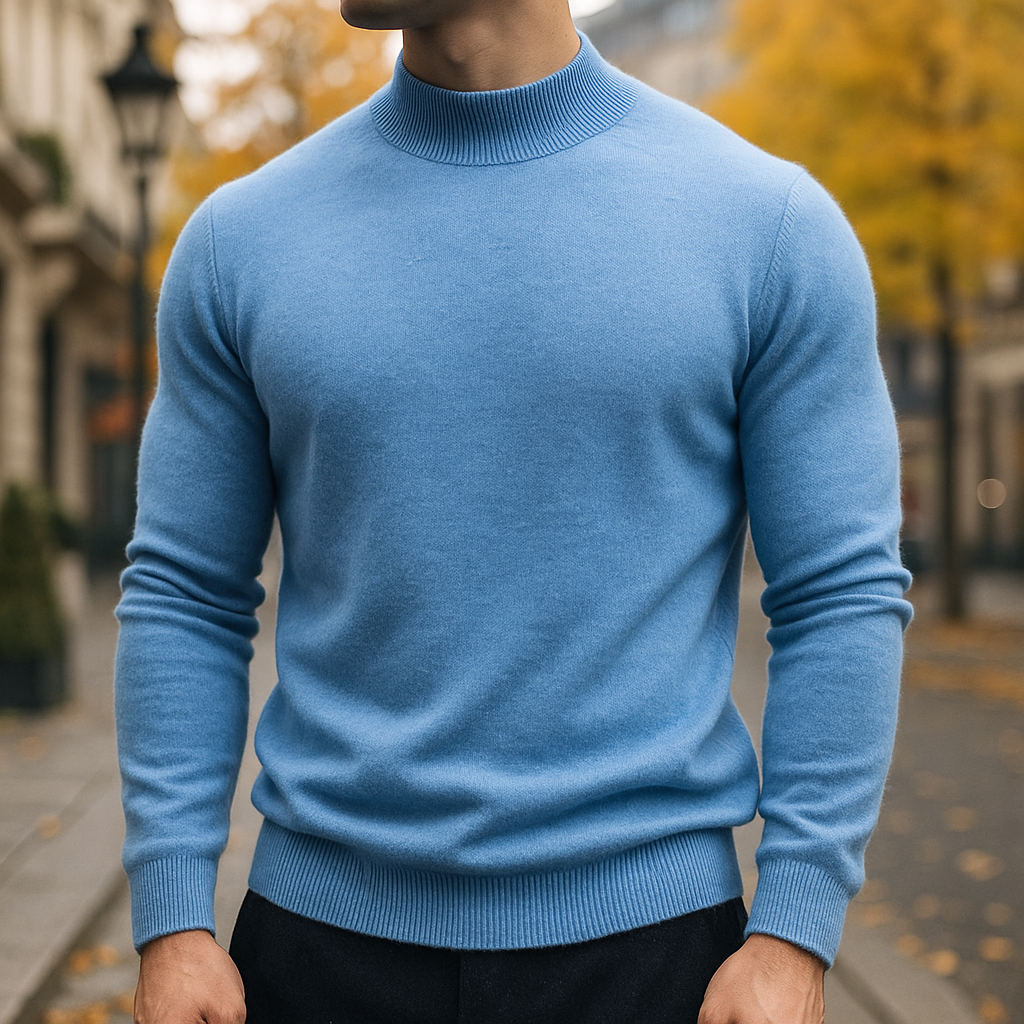 Pull col montant homme en laine à manches longues 3