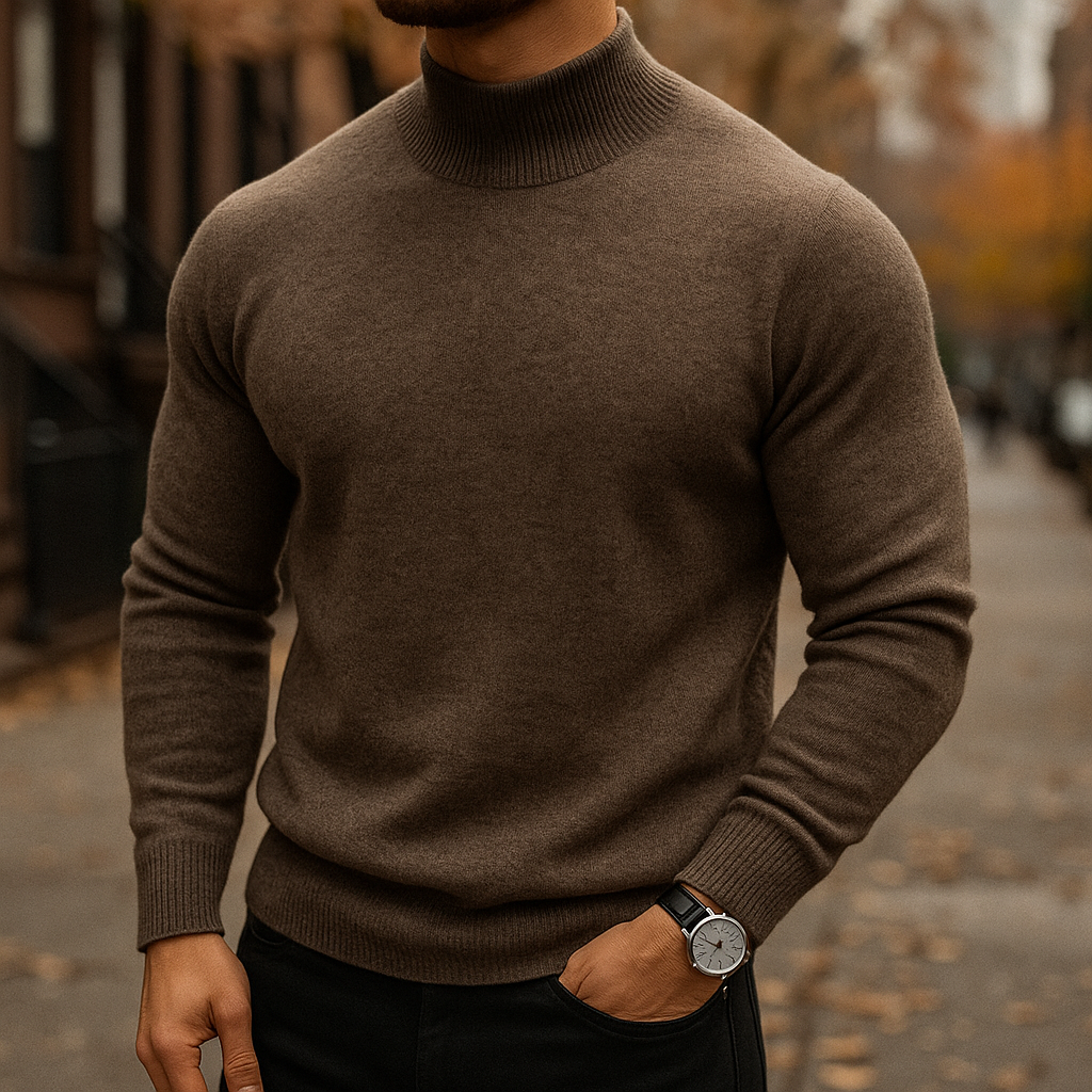 Pull col montant homme en laine à manches longues 4