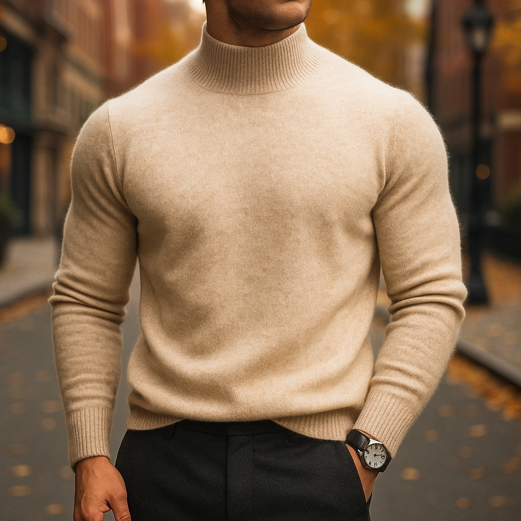 Pull col montant homme en laine à manches longues 8