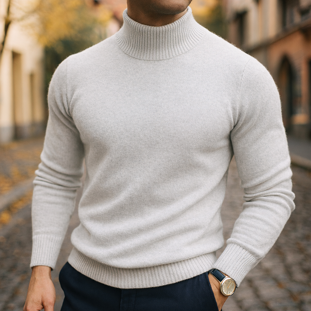 Pull col montant homme en laine à manches longues 9