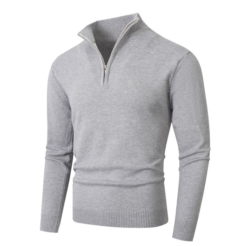Pull col montant zippé pour homme en maille à manches longues 10