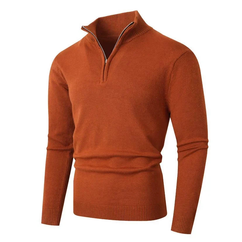 Pull col montant zippé pour homme en maille à manches longues 3