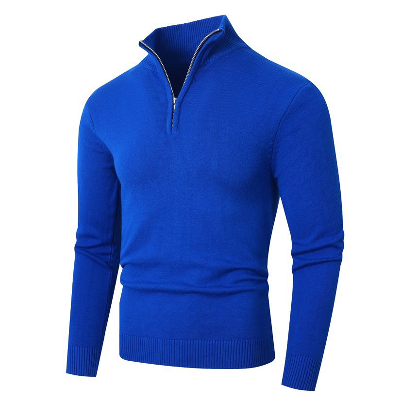 Pull col montant zippé pour homme en maille à manches longues 5