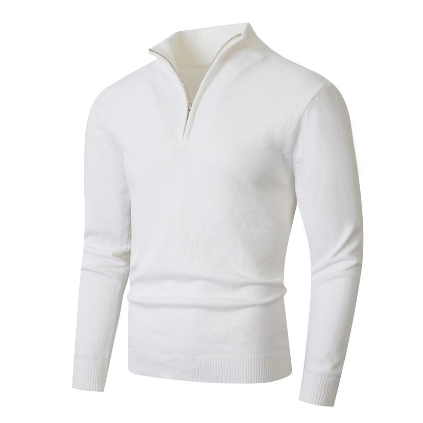 Pull col montant zippé pour homme en maille à manches longues 7