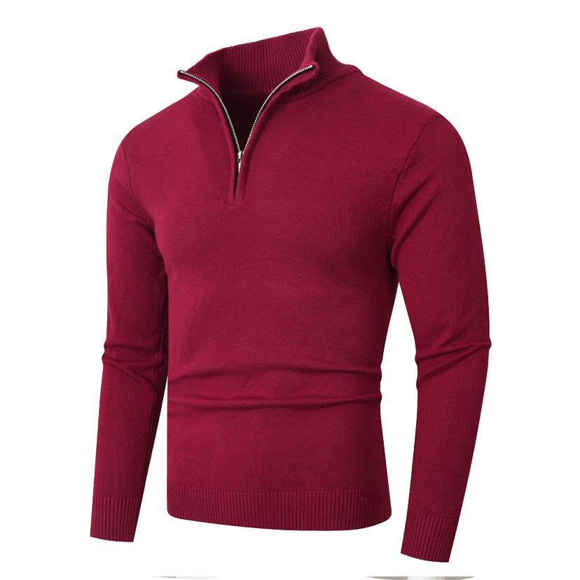 Pull col montant zippé pour homme en maille à manches longues 9