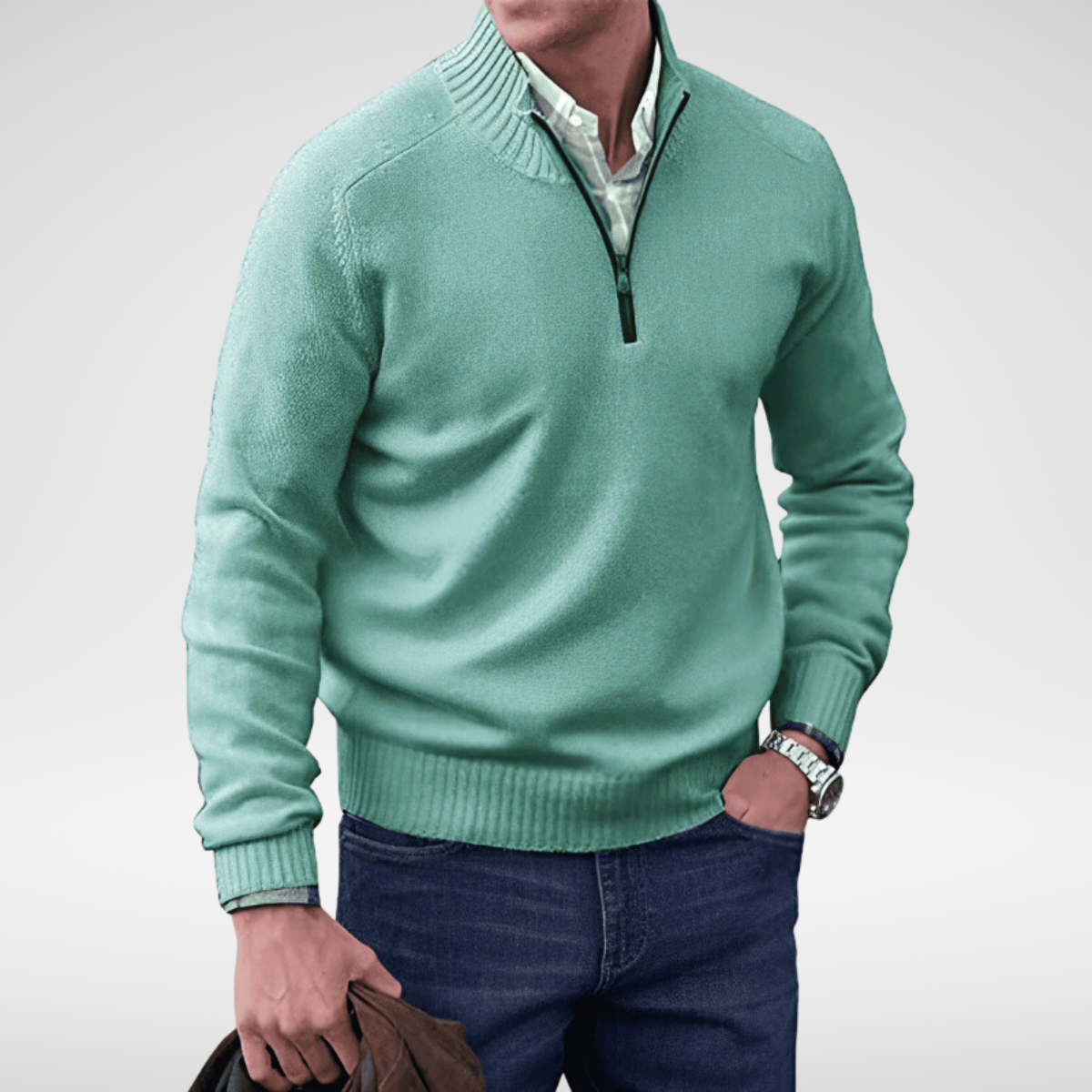 Pull col rond homme en maille de coton à manches longues 3