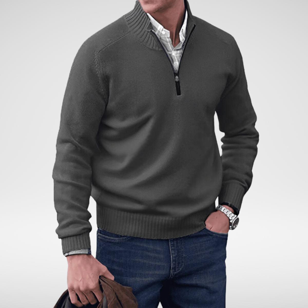 Pull col rond homme en maille de coton à manches longues 4