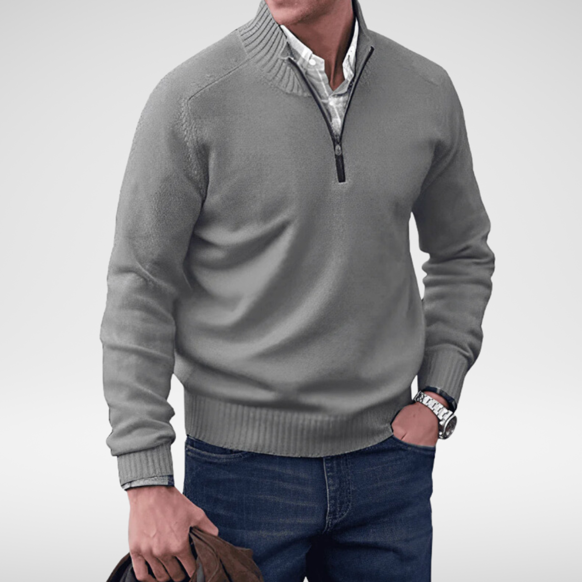 Pull col rond homme en maille de coton à manches longues 5