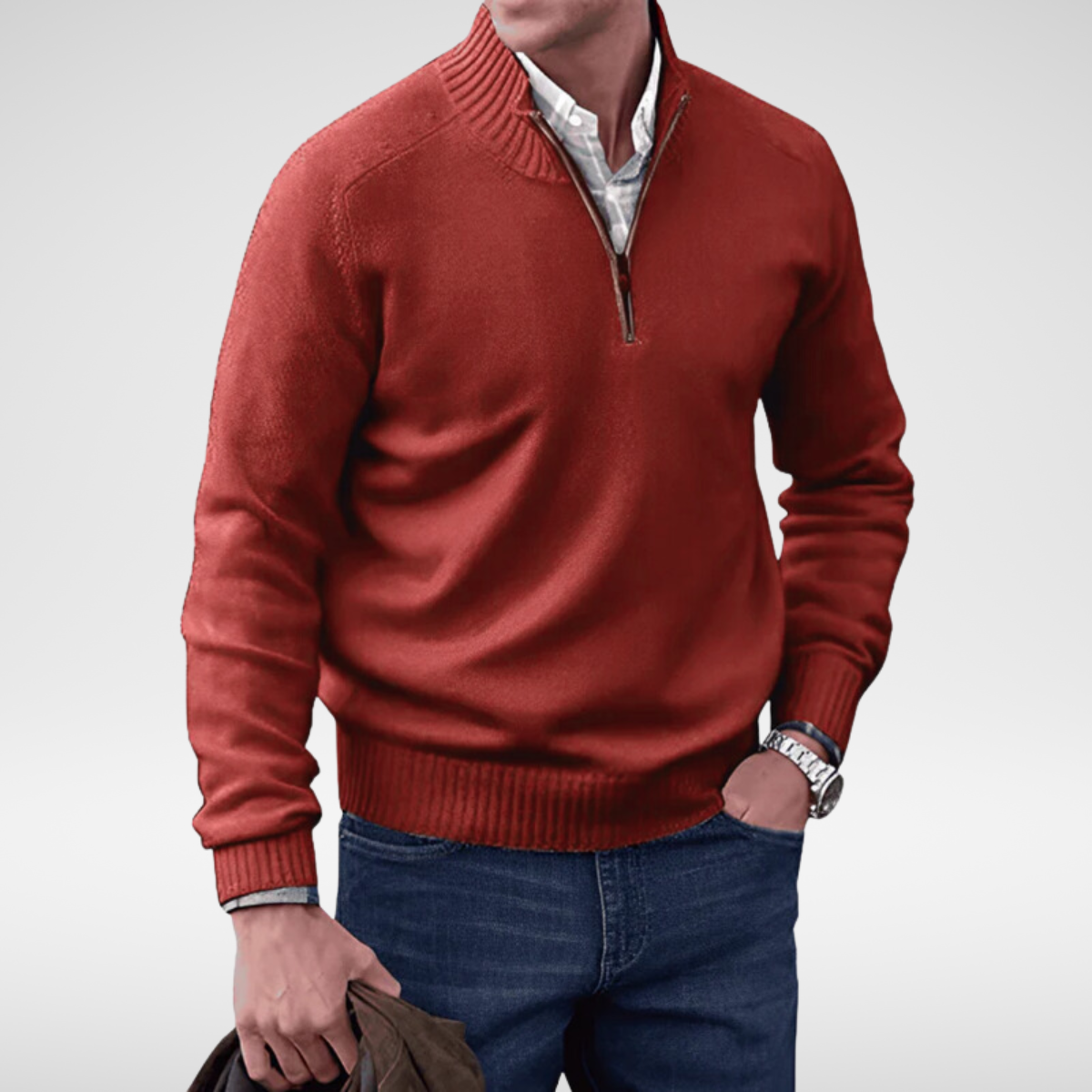 Pull col rond homme en maille de coton à manches longues 6