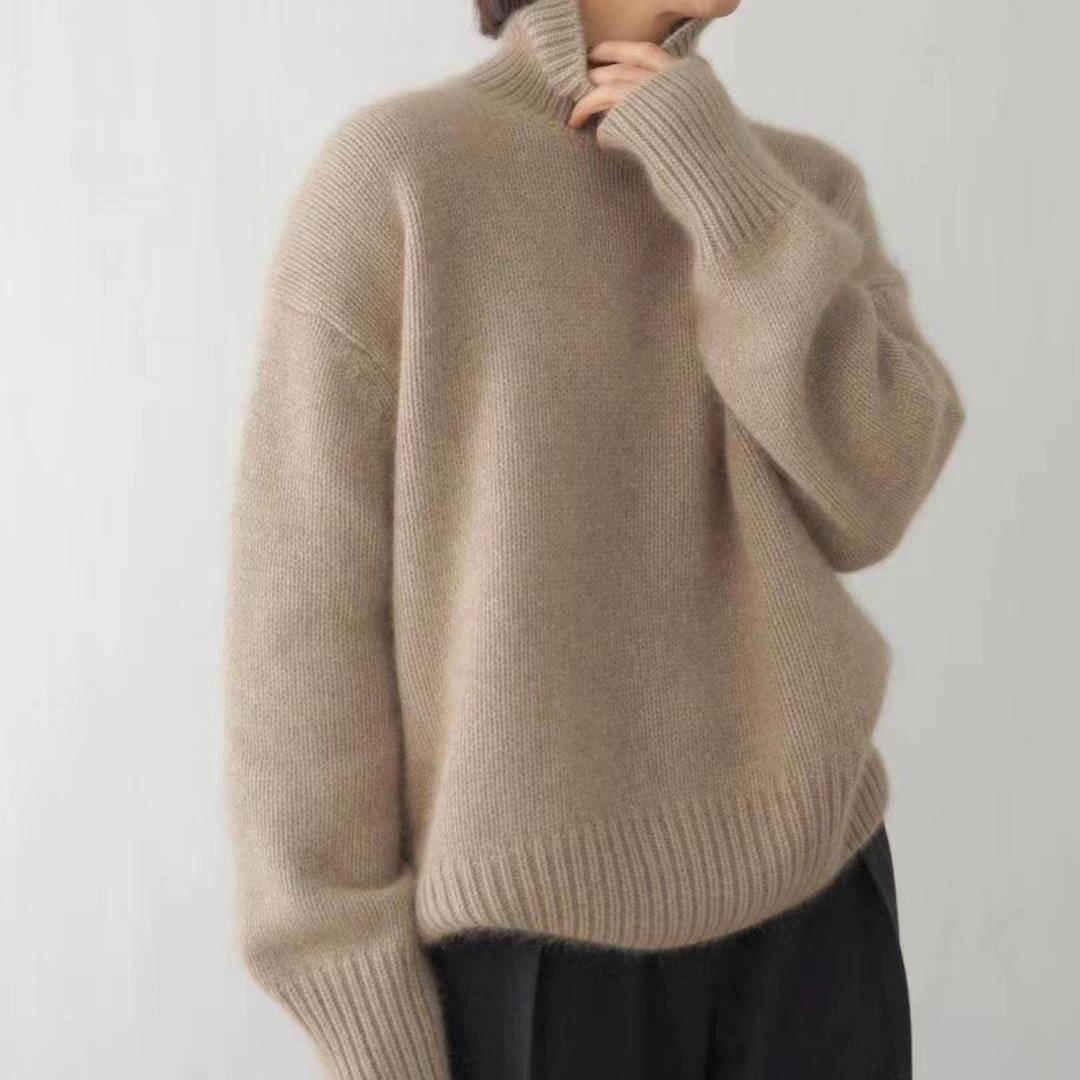 Pull col roulé femme en laine oversize 1