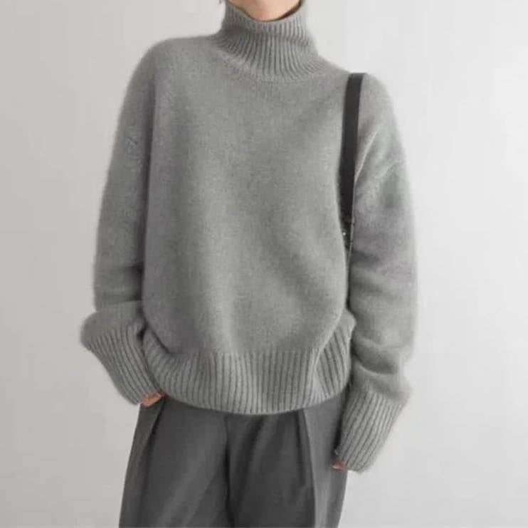 Pull col roulé femme en laine oversize 10