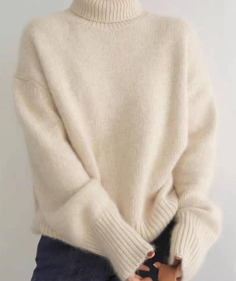 Pull col roulé femme en laine oversize 5