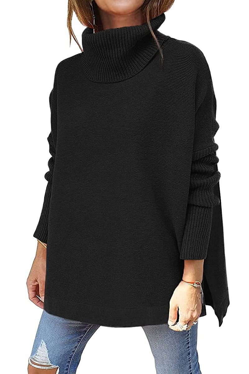 Pull col roulé femme en maille côtelée cintré 4