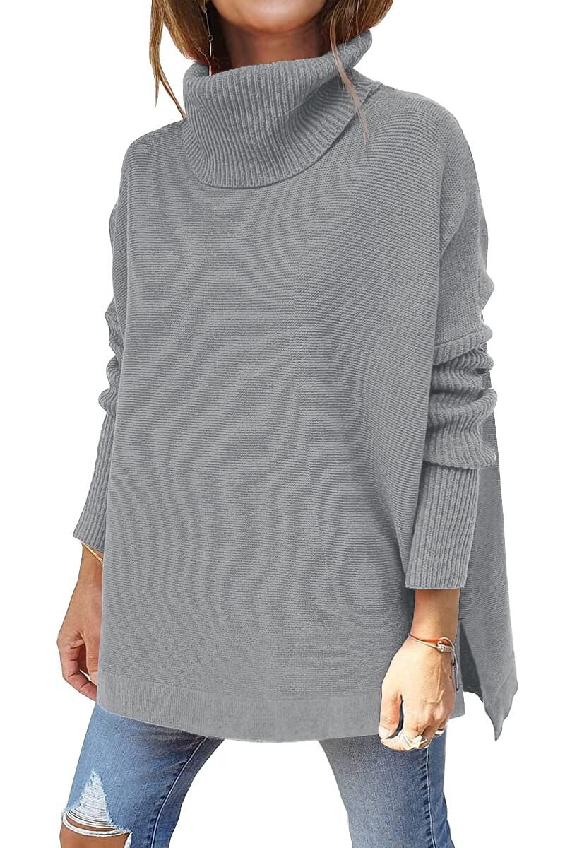 Pull col roulé femme en maille côtelée cintré 5