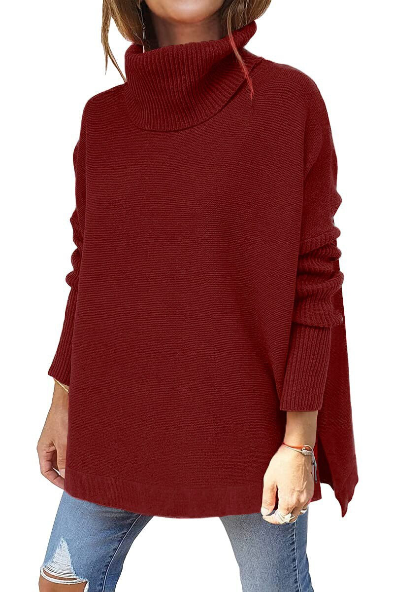 Pull col roulé femme en maille côtelée cintré 6