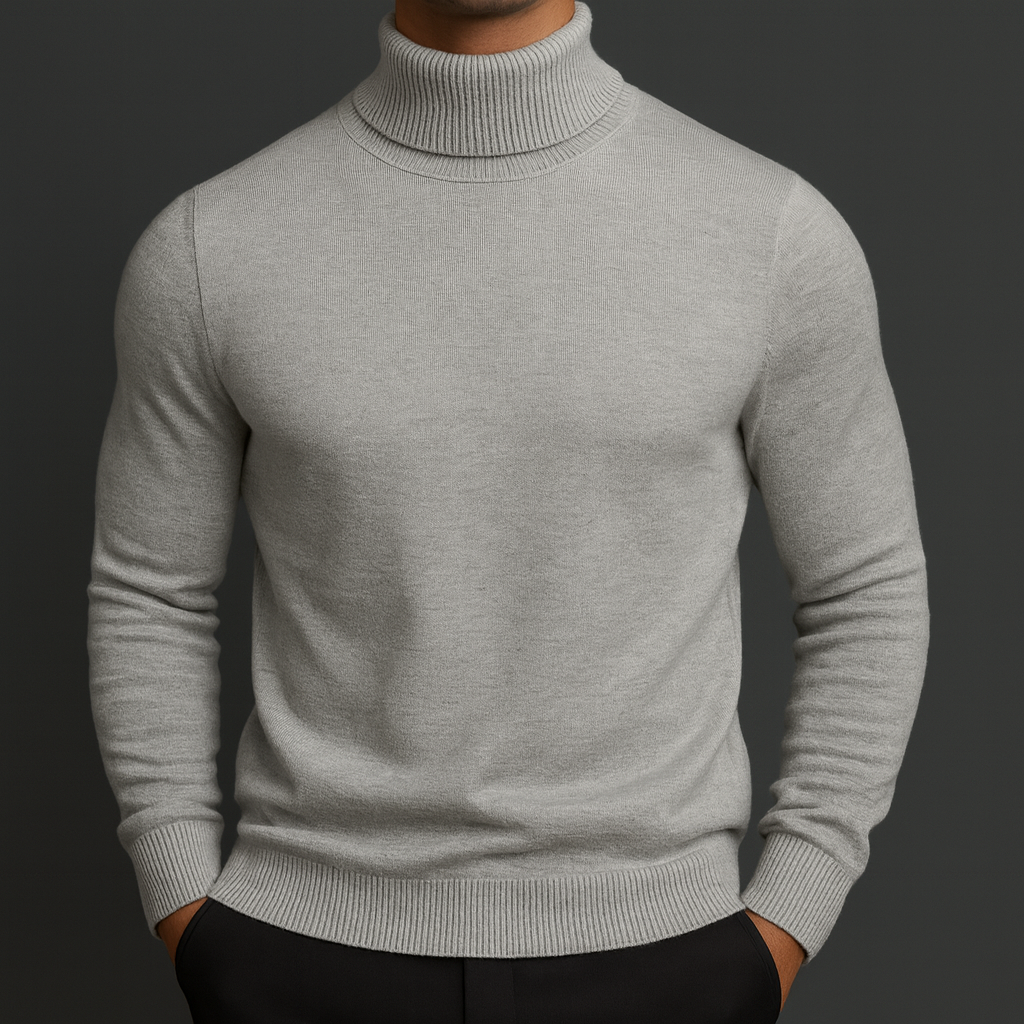 Pull col roulé homme à encolure côtelée structurée et coupe ajustée 2