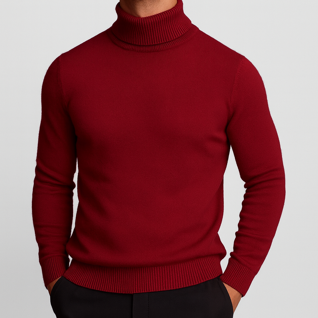 Pull col roulé homme à encolure côtelée structurée et coupe ajustée 5