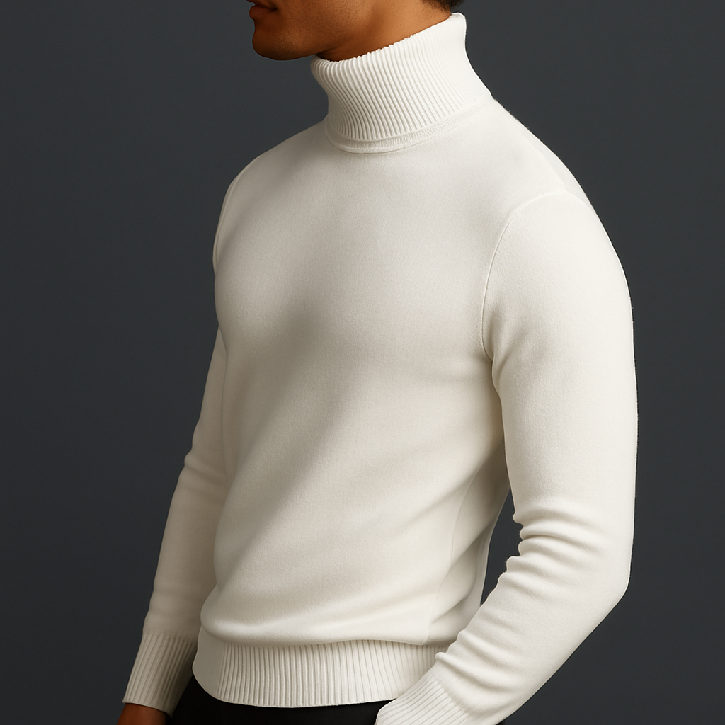 Pull col roulé homme à encolure côtelée structurée et coupe ajustée 8