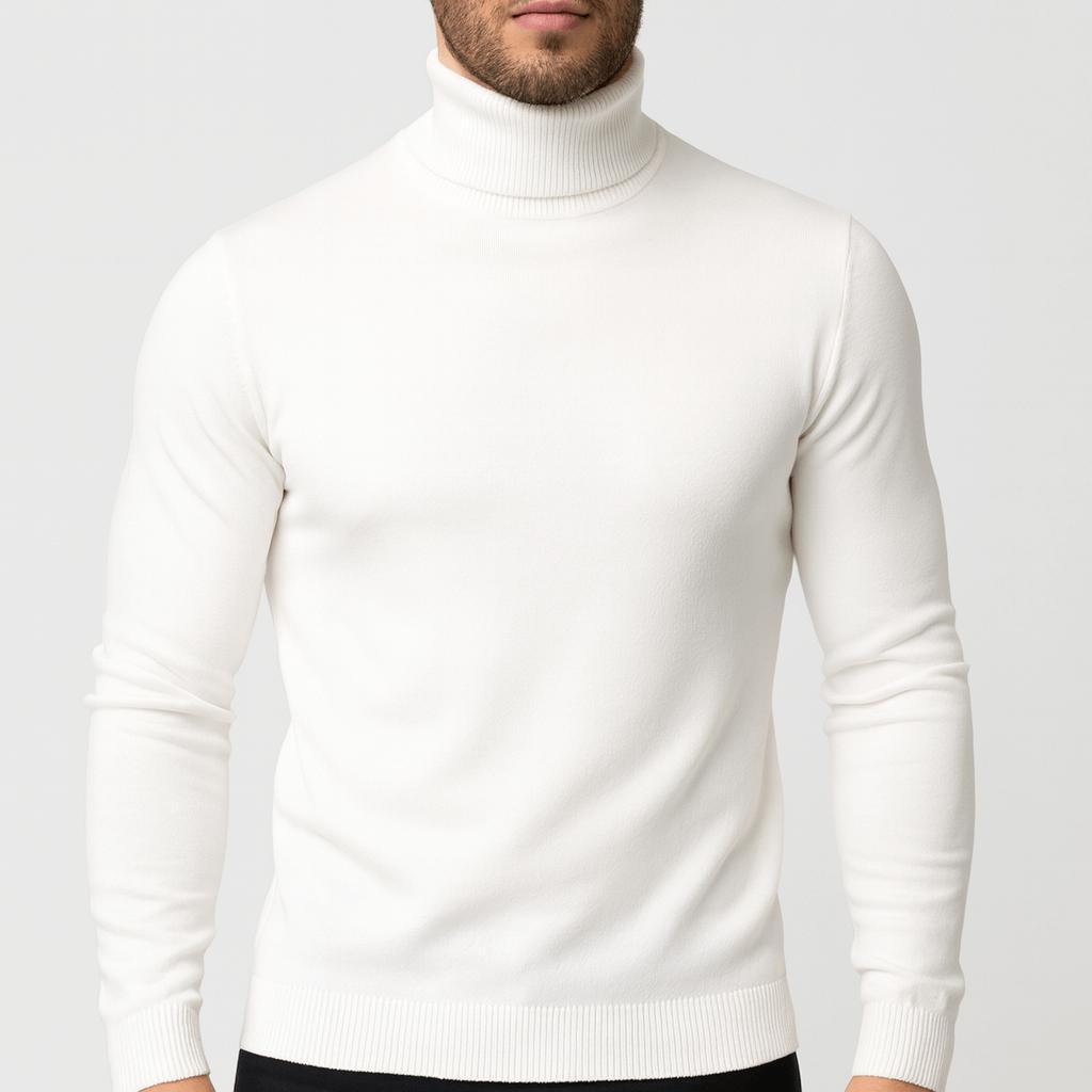 Pull col roulé homme en coton léger, fin et respirant 1