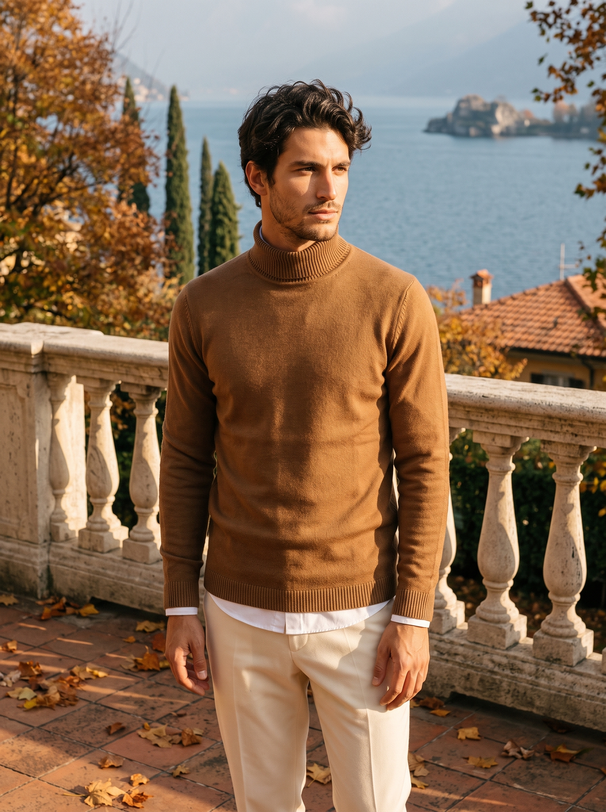 Pull col roulé homme en laine à maille lisse et poignets côtelés 3