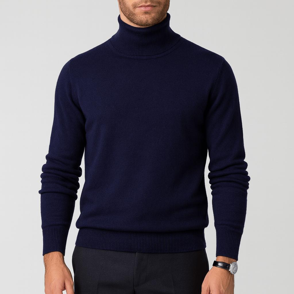 Pull col roulé homme en laine douce et chaude à coupe classique 3