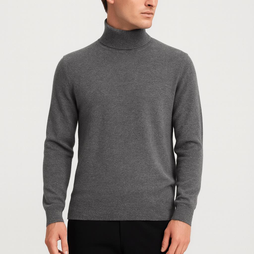 Pull col roulé homme en laine douce et chaude à coupe classique 4
