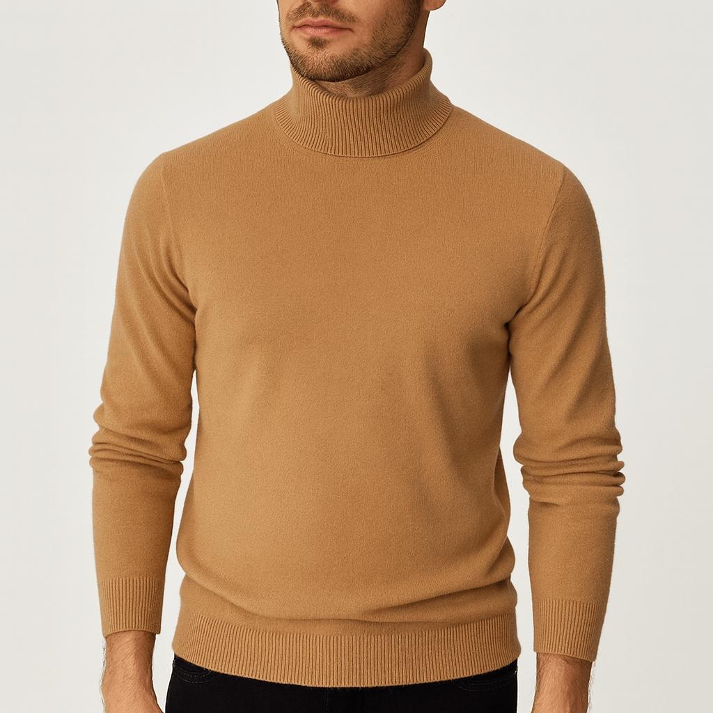 Pull col roulé homme en laine douce et chaude à coupe classique 7