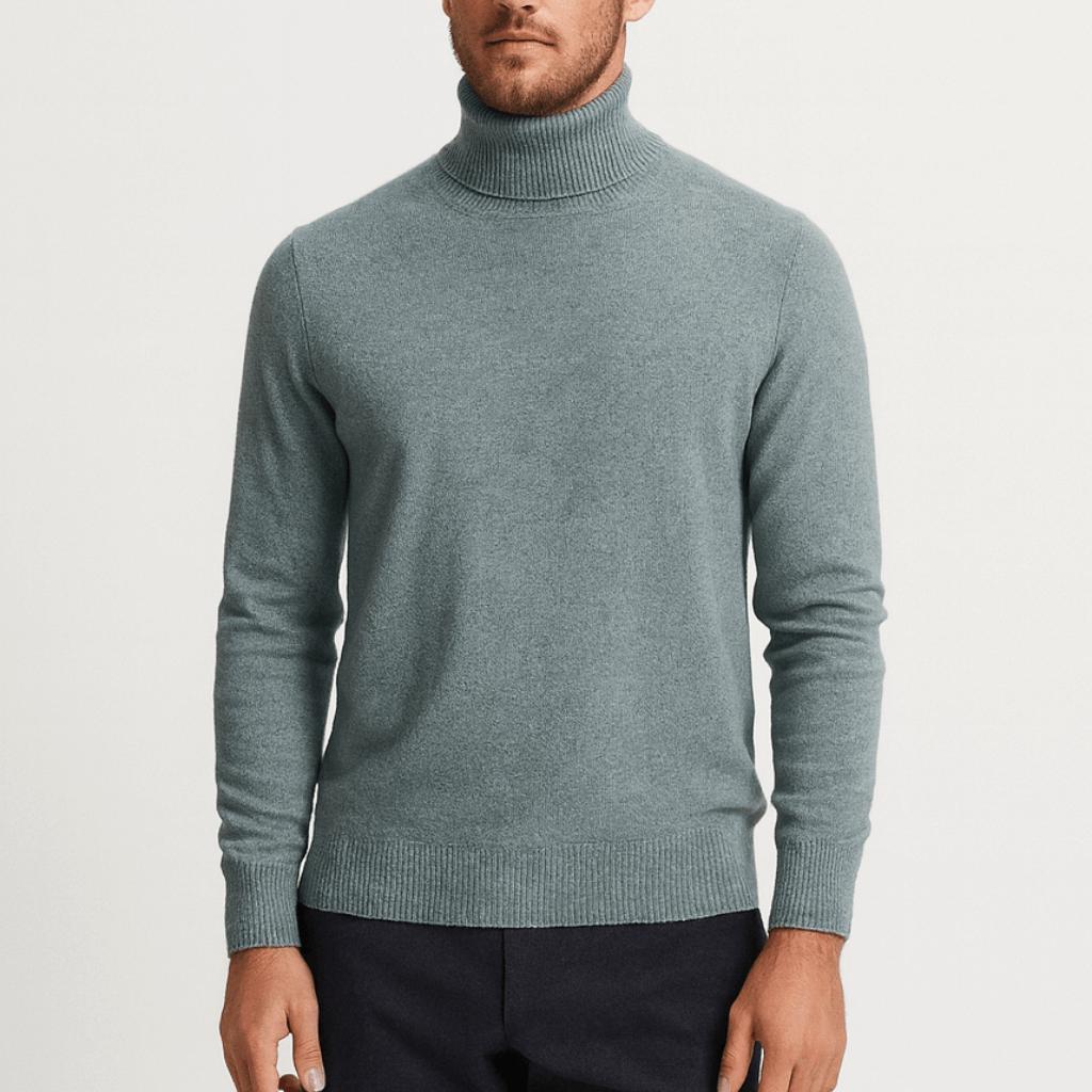 Pull col roulé homme en laine douce et chaude à coupe classique 8