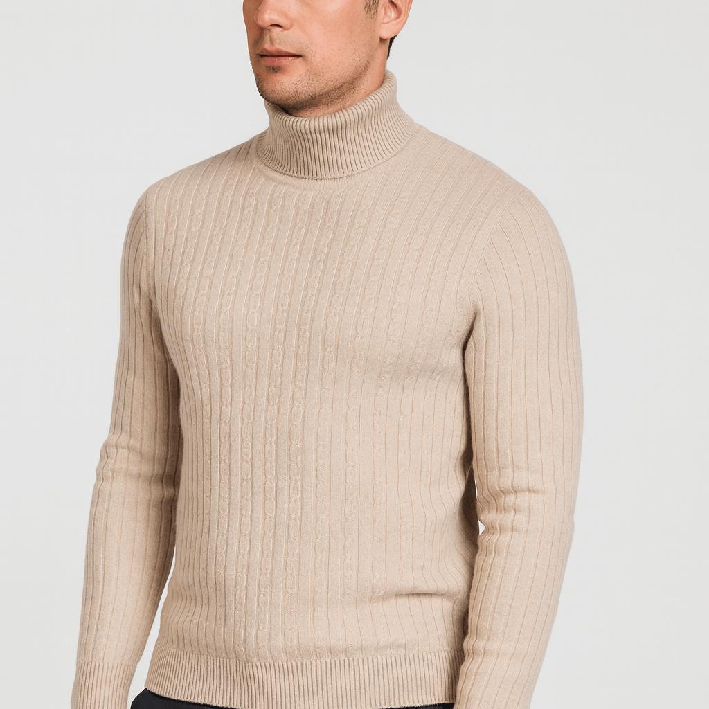 Pull col roulé homme en laine légère et douce, coupe classique ajustée 1