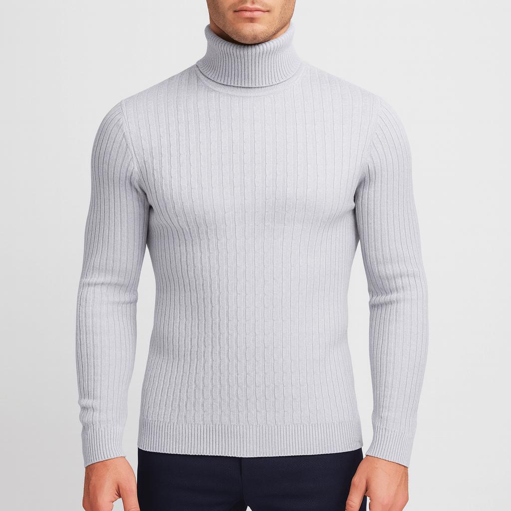Pull col roulé homme en laine légère et douce, coupe classique ajustée 3