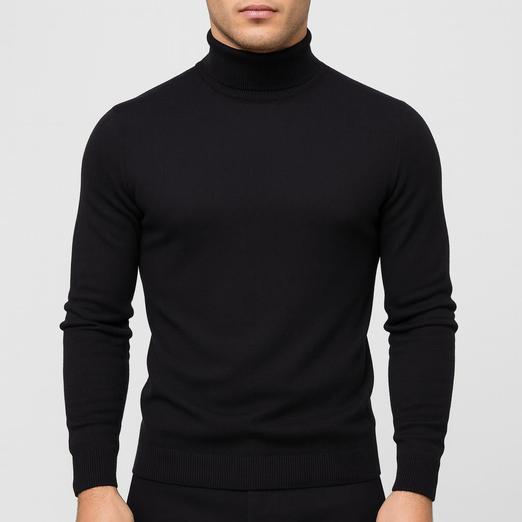 Pull col roulé homme en laine mérinos à coupe ajustée, doux et léger 2